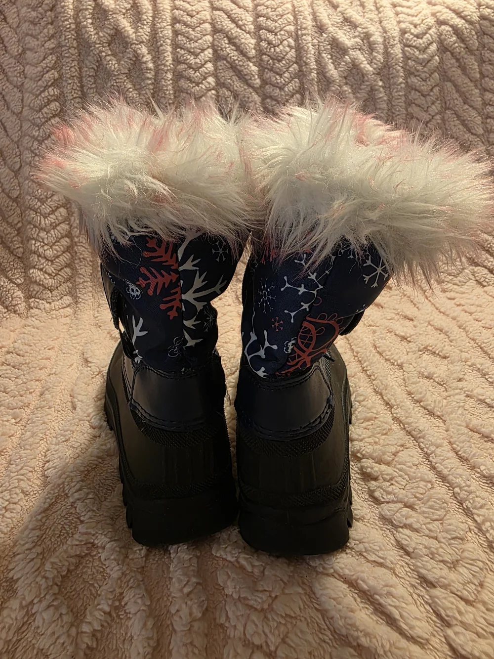Dream Pairs Navy Winter Snow Boots with Pink Accent Fur